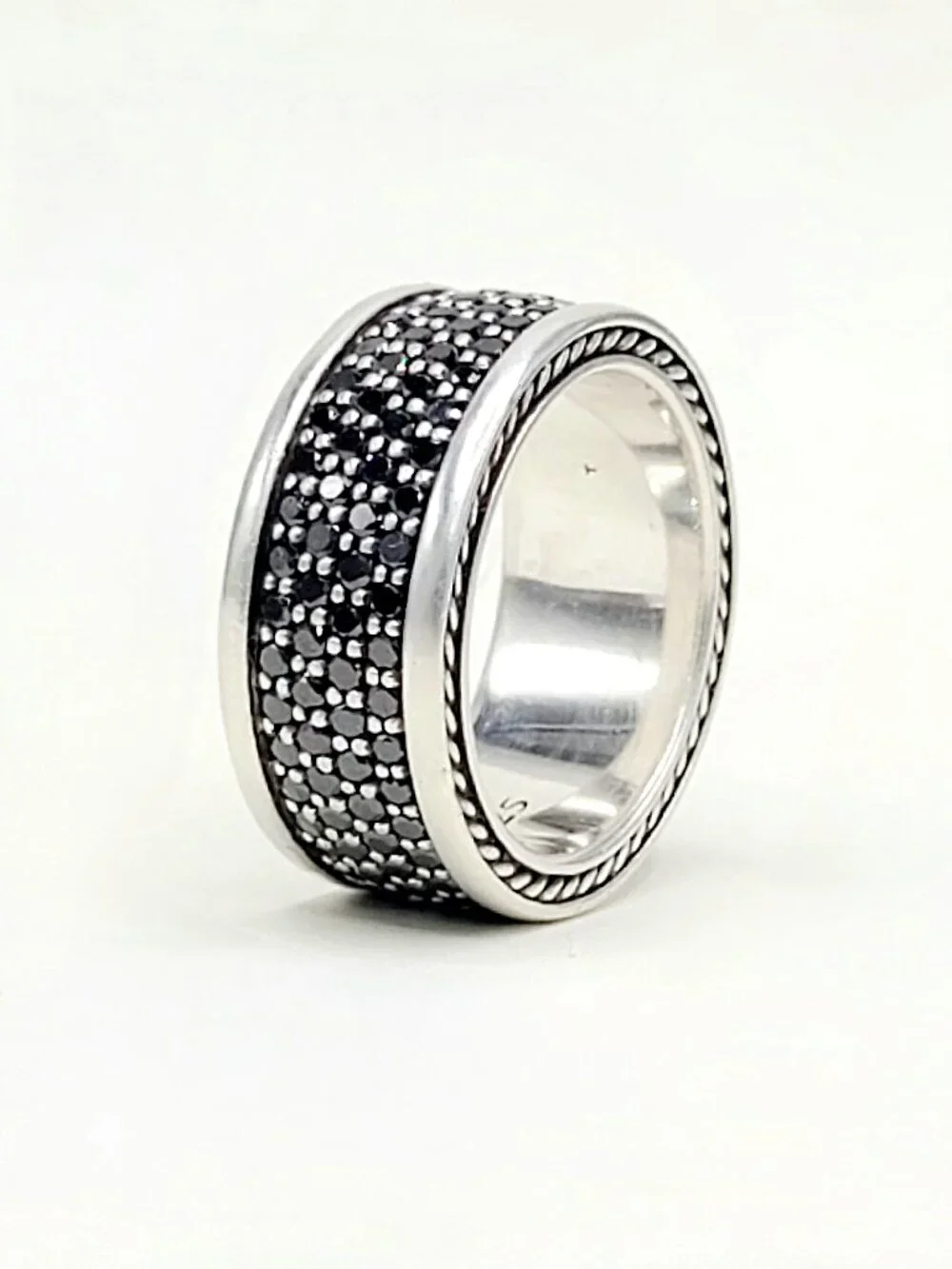 David Yurman Streamline Four Row Ring w/ Pavé Black Diamonds - Size 10 - RARE